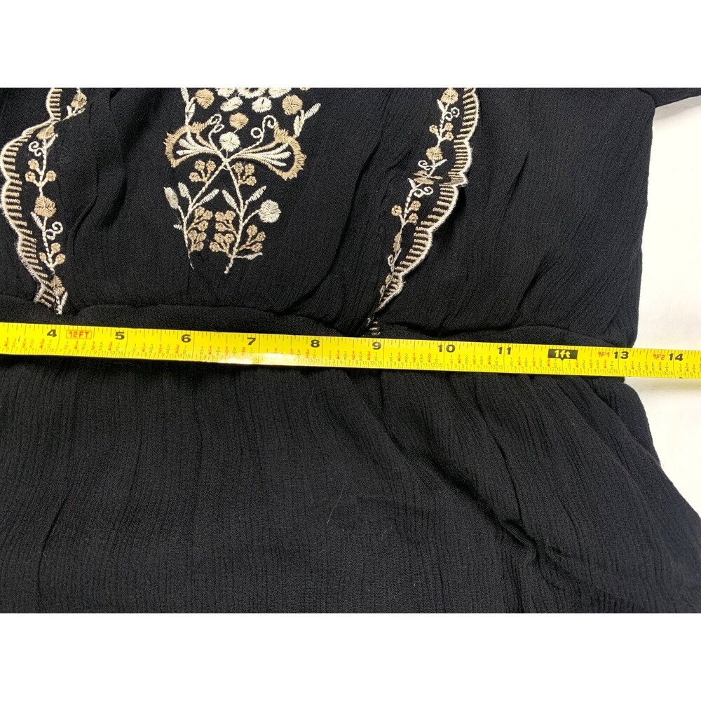 Indulge InStyle Vtg Y2K Milkmaid Maxi Dress S Black Embroidered Peasant - Picture 7 of 11
